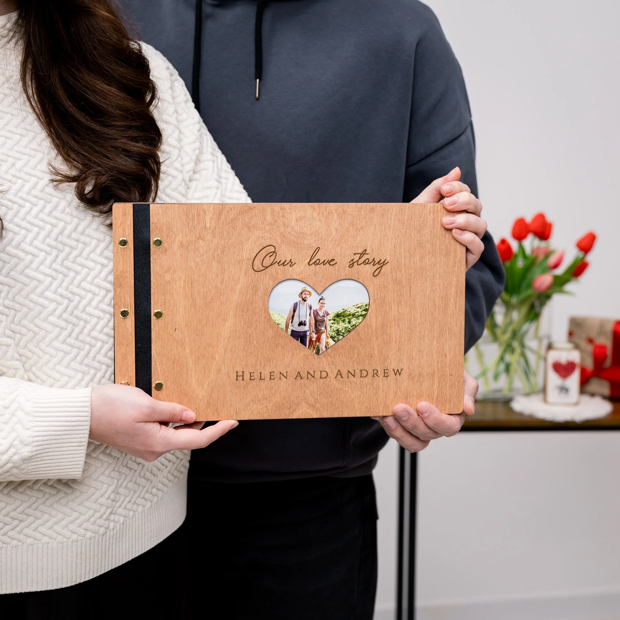Wooden Photo Album - Love Story