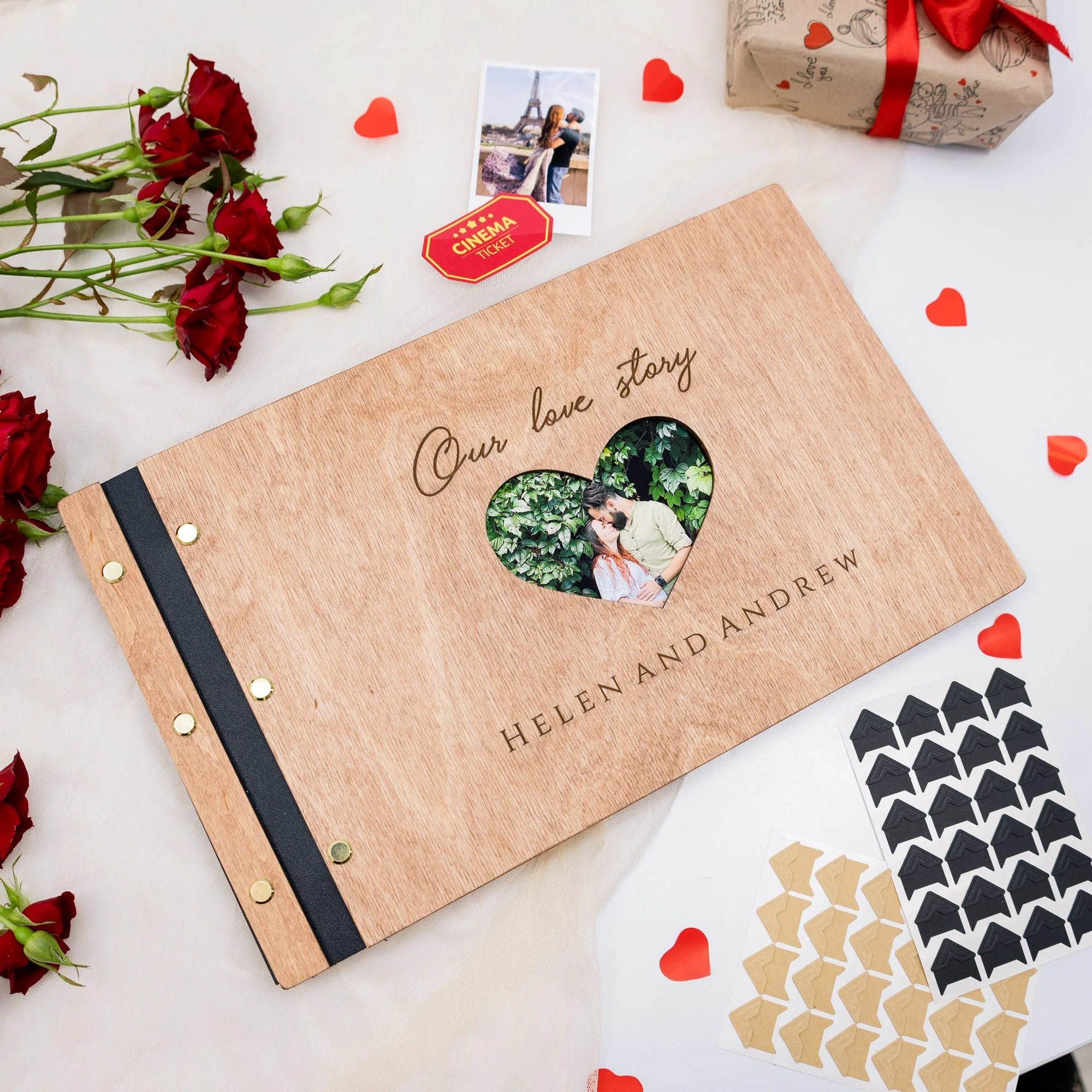 Wooden Photo Album - Love Story - Image 3