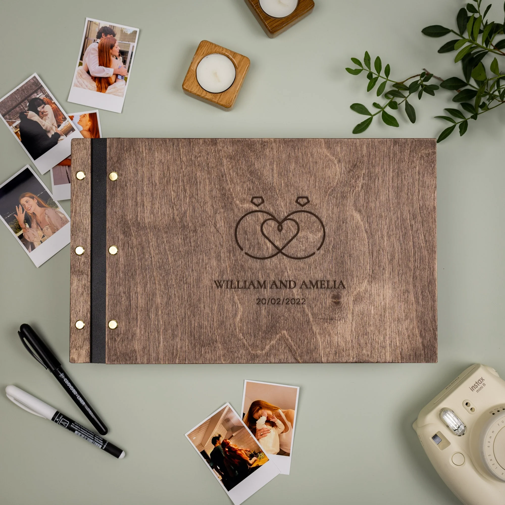 Wooden Photo Album - Rings