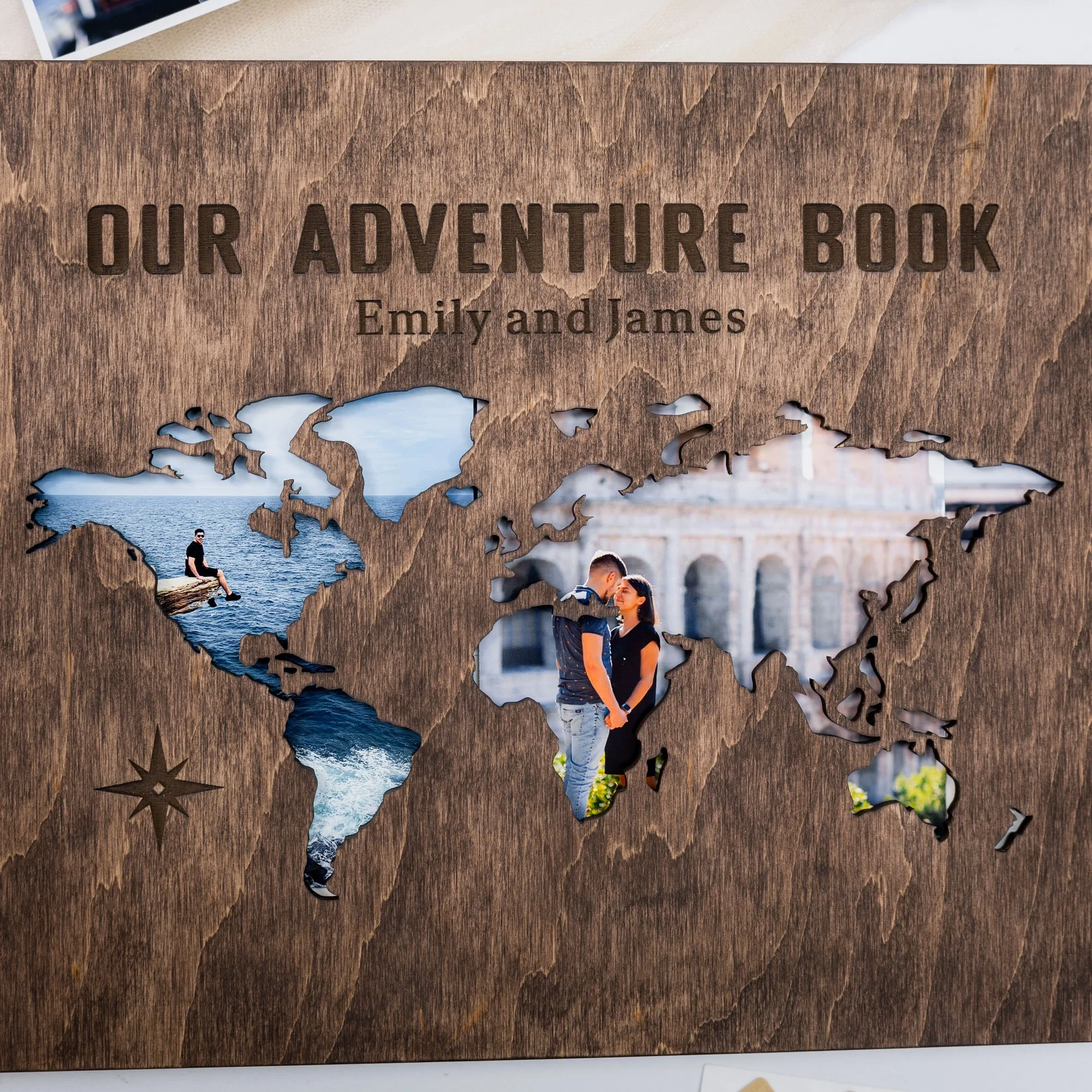 Wooden Photo Album - World Map - Image 5