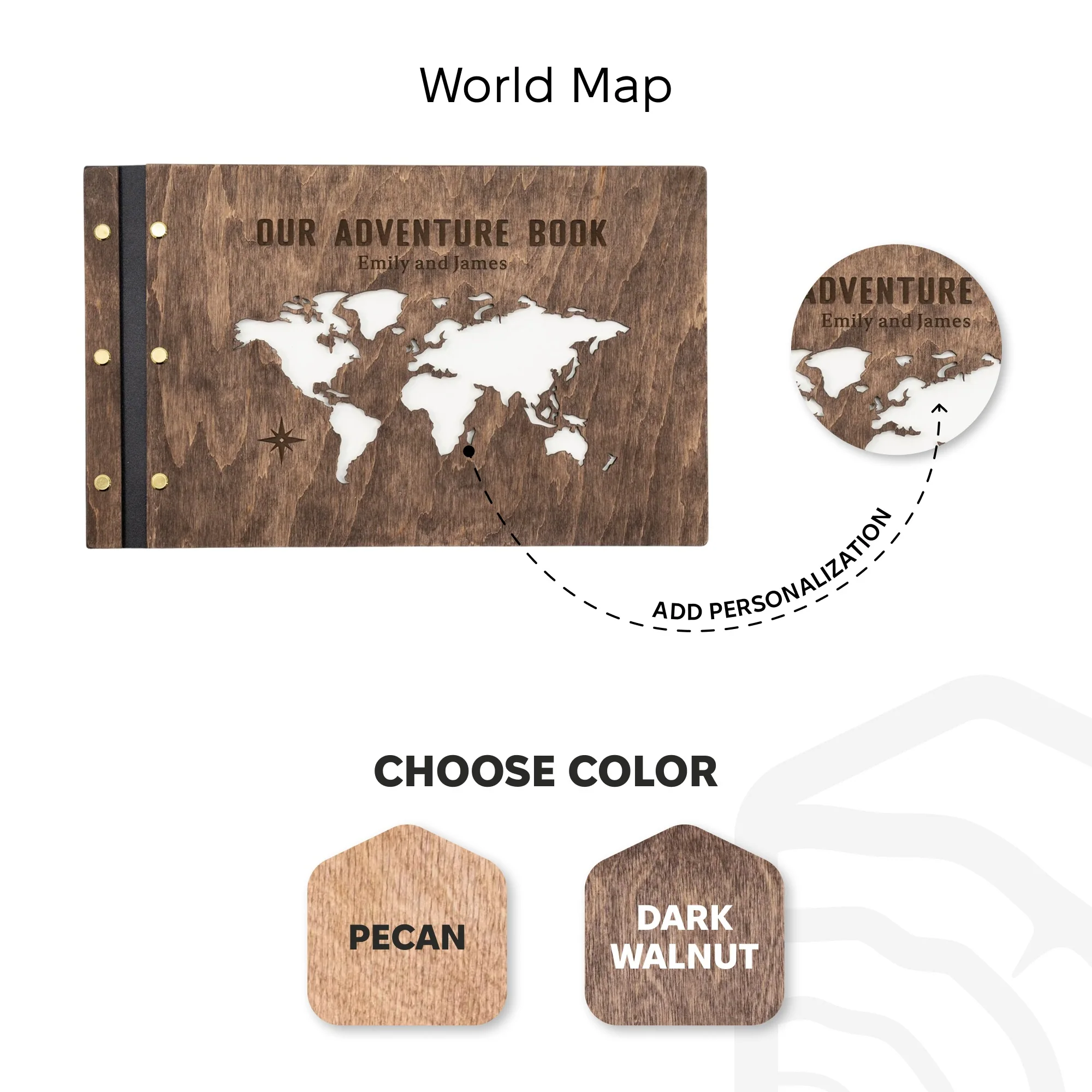 Wooden Photo Album - World Map - Image 6