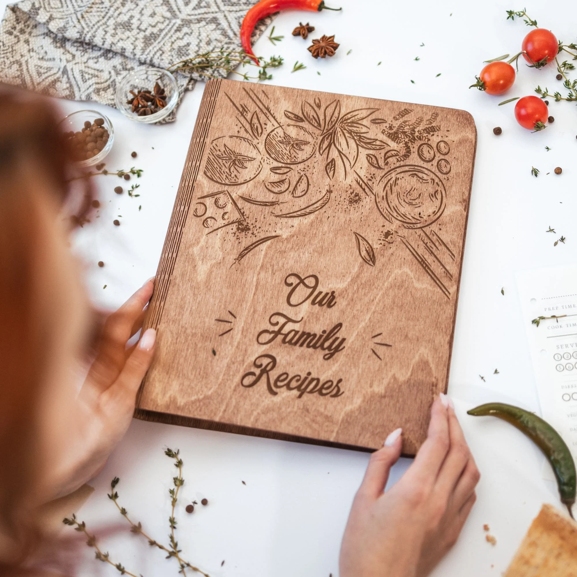 Wooden Recipe Book – Tomatoes Theme - Image 3