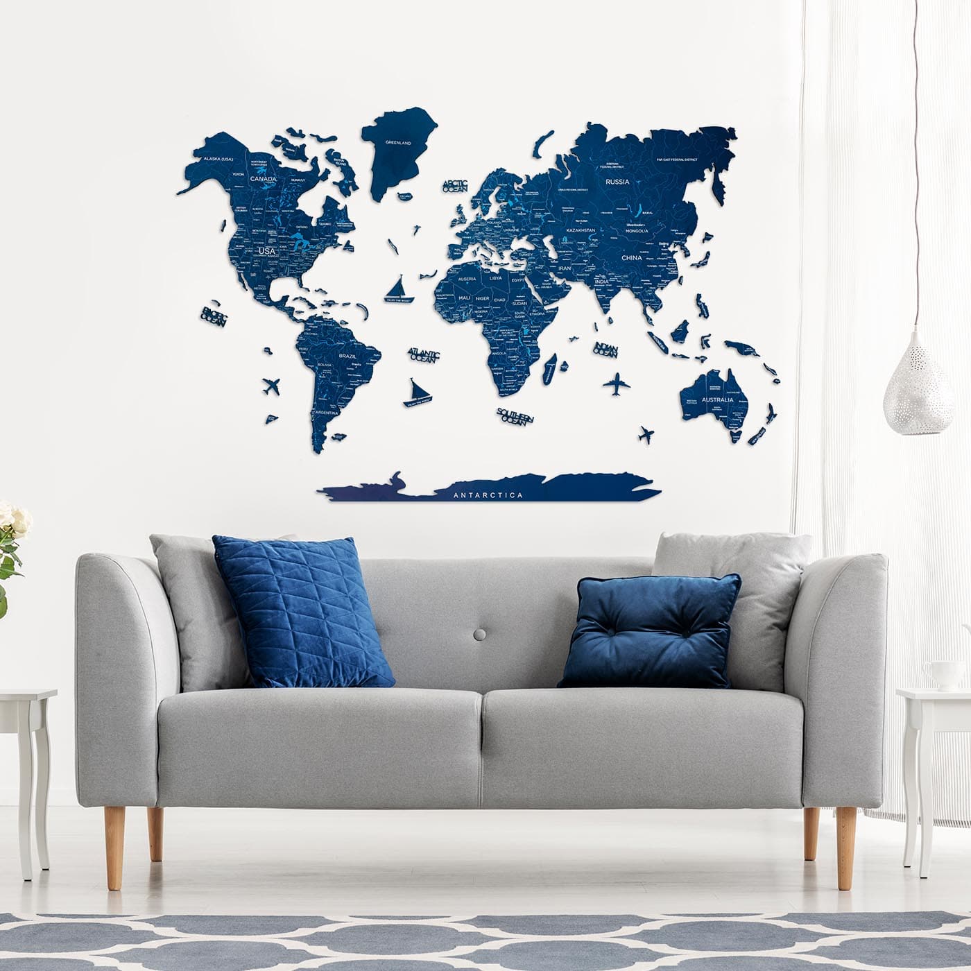 Wooden World Map Black - Image 7