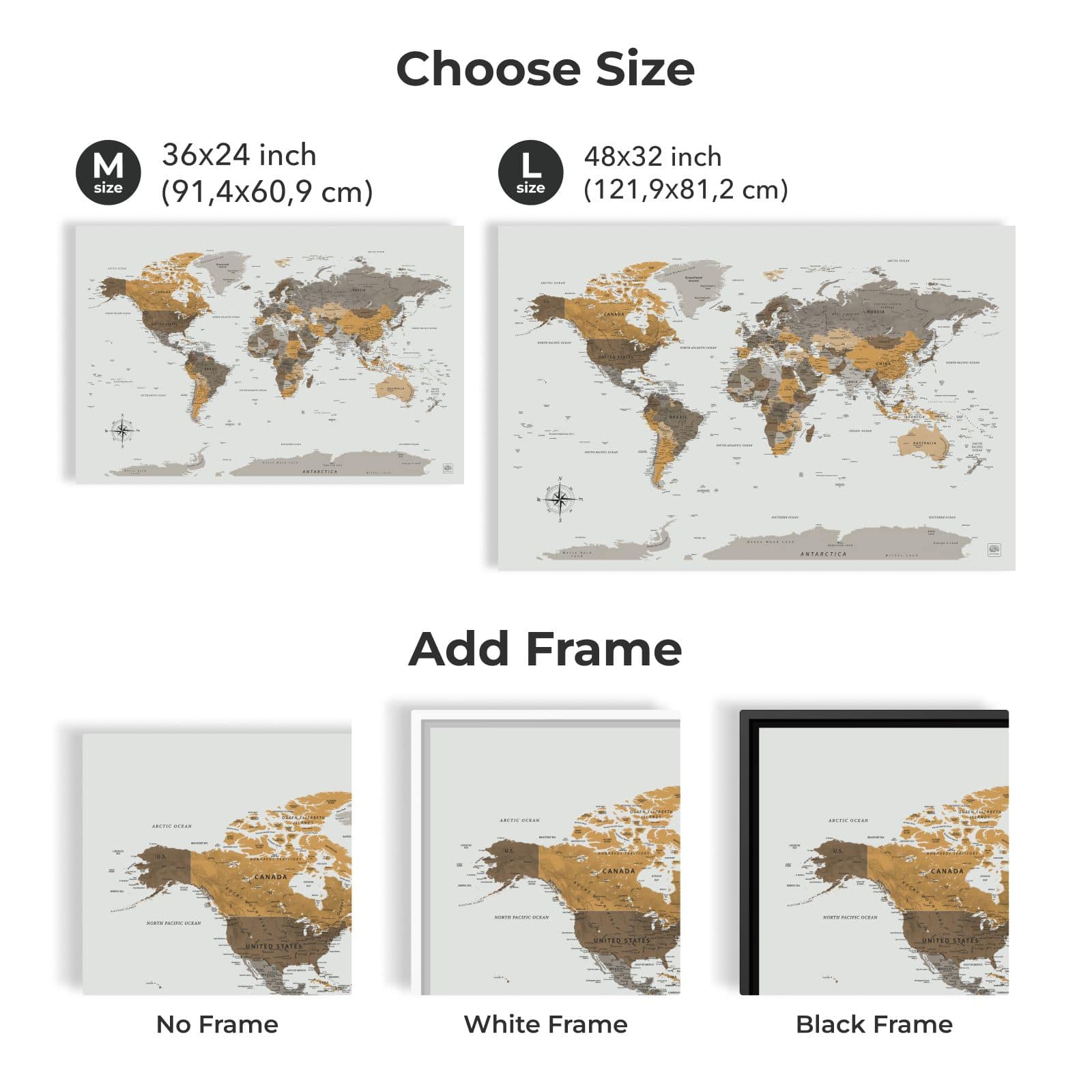 World Map on Canvas - Desert - Image 10