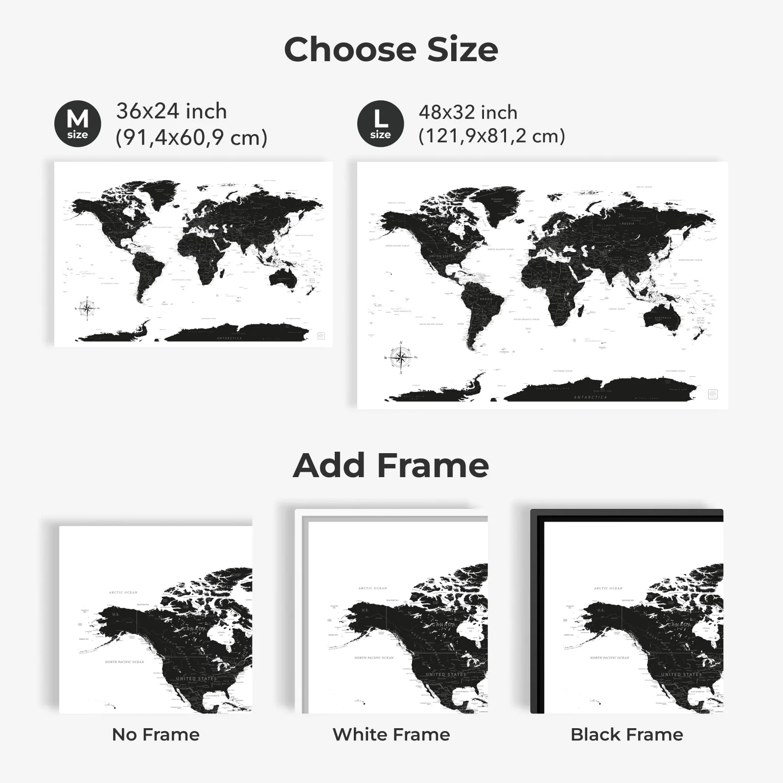 World Map on Canvas - Onyx - Image 11