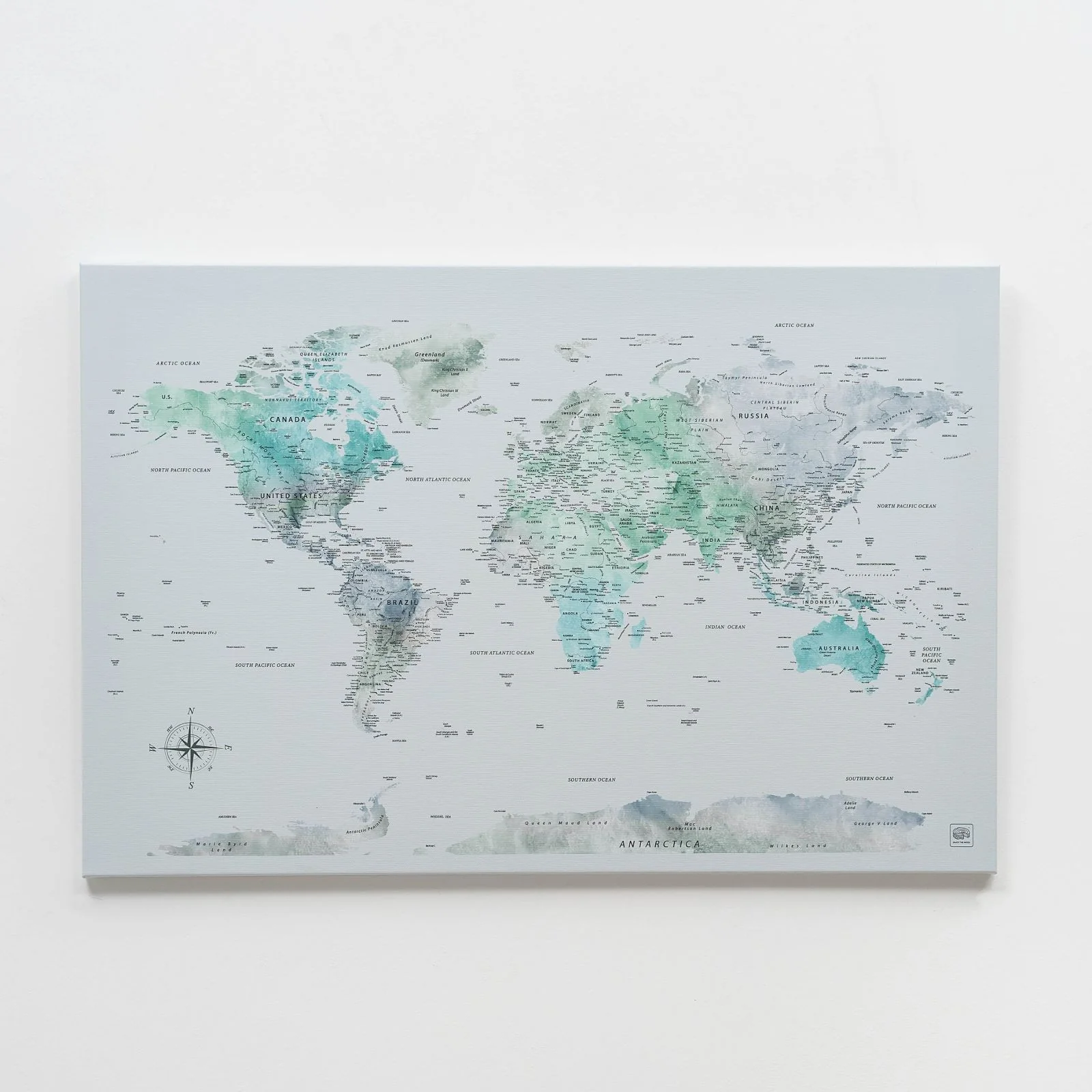 World Map on Canvas - Sky Blue - Image 10