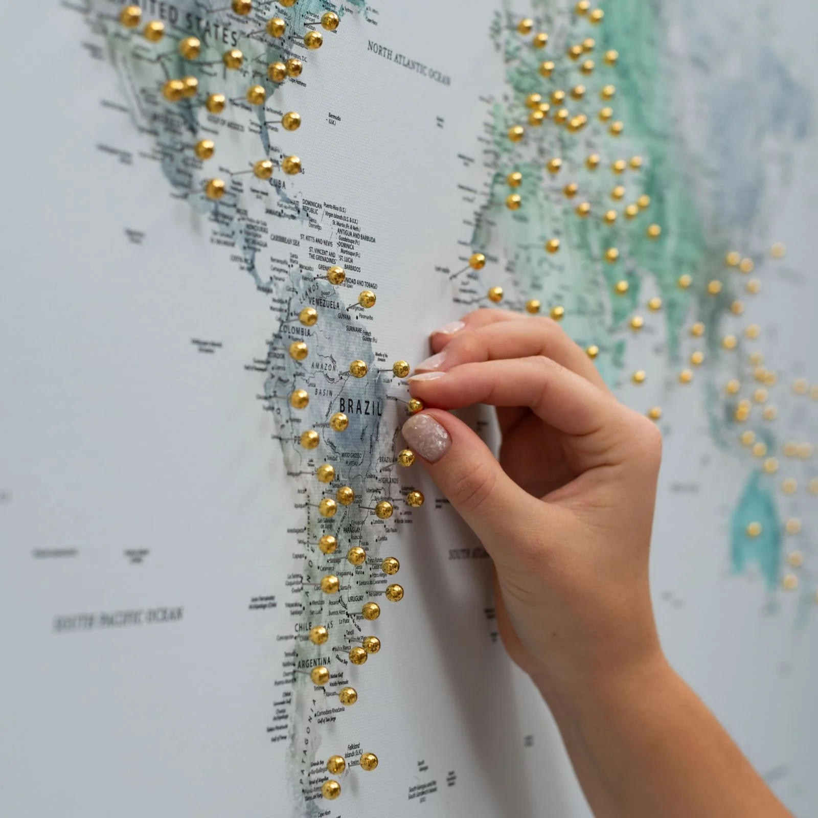 World Map on Canvas - Sky Blue - Image 5