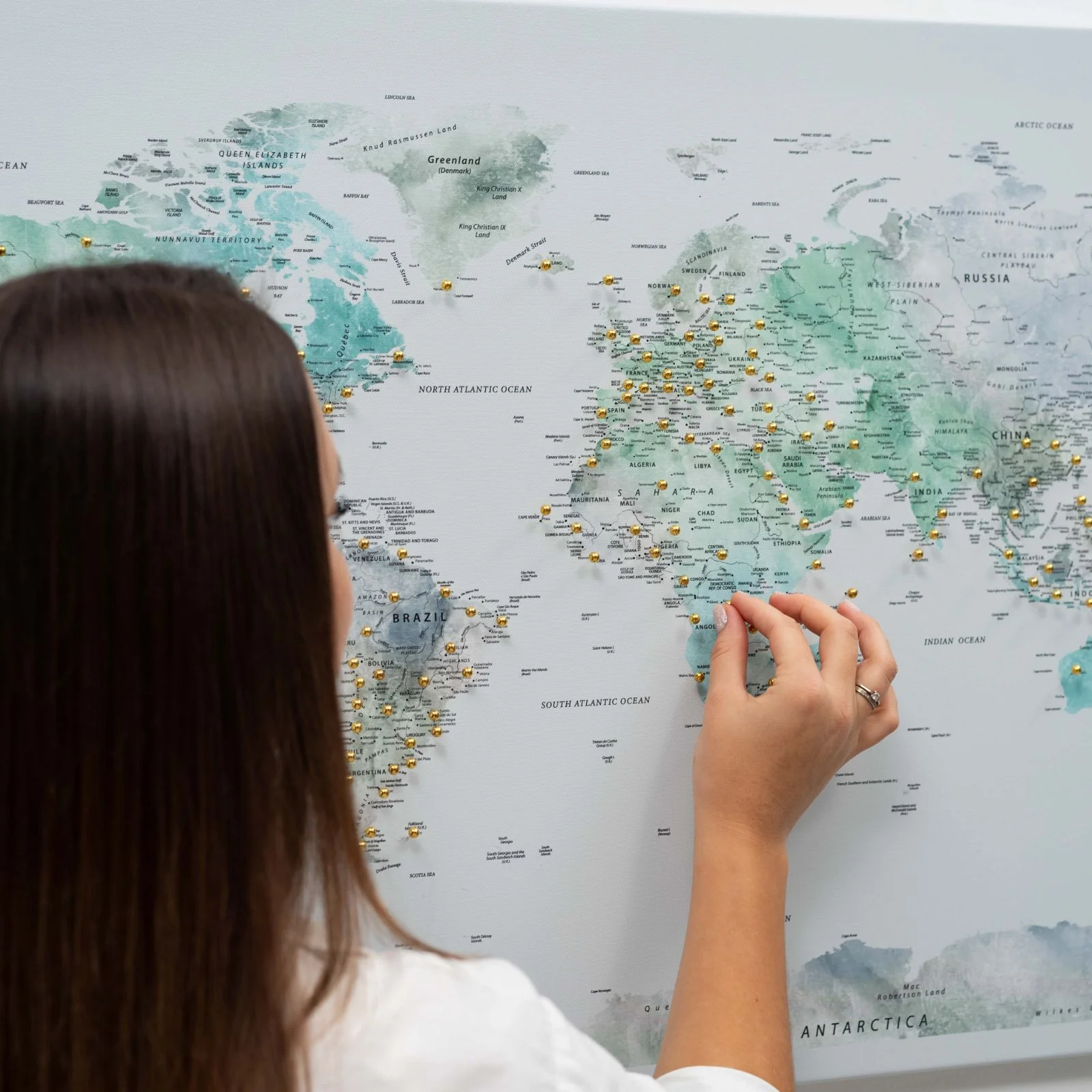 World Map on Canvas - Sky Blue - Image 6