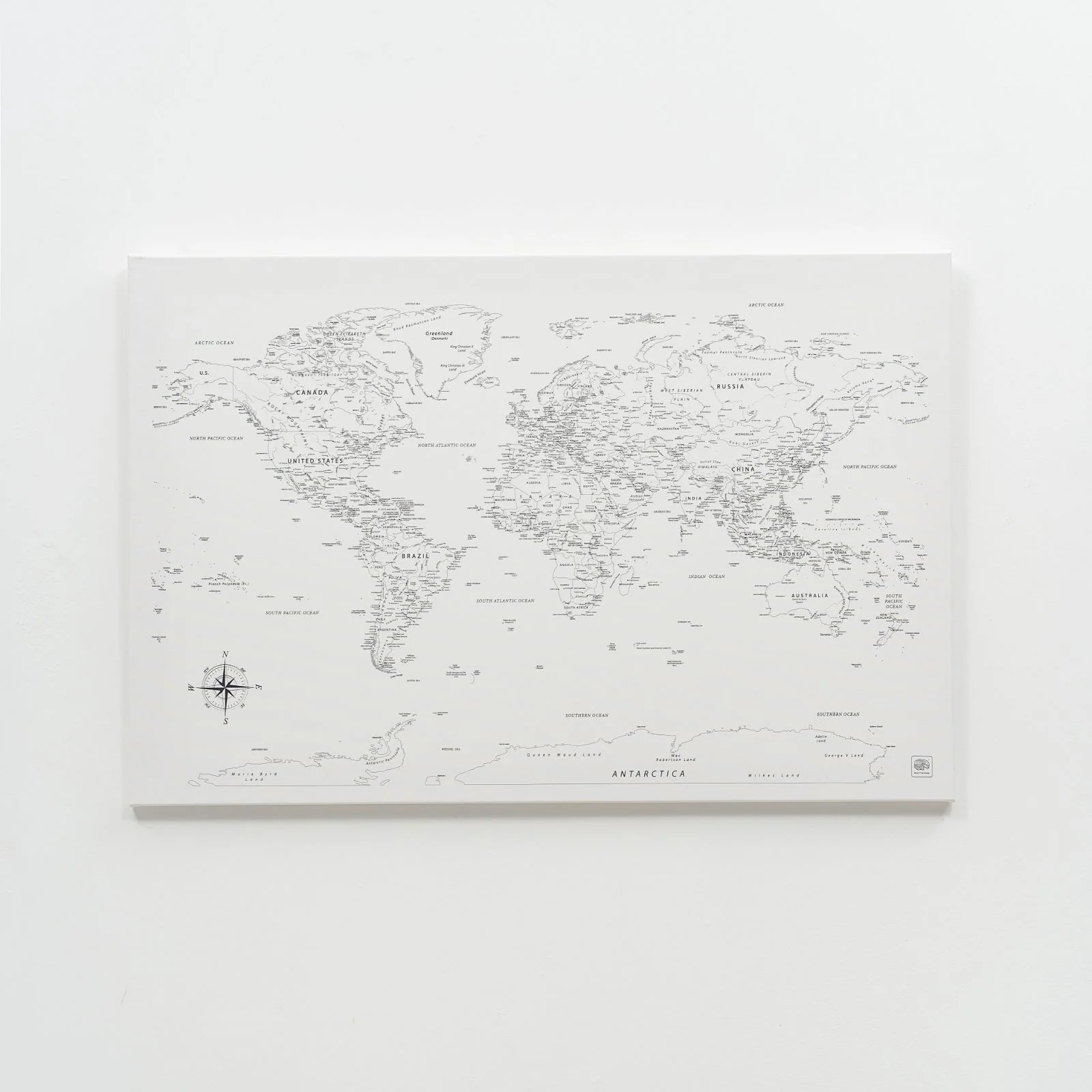 World Map on Canvas - White - Image 10